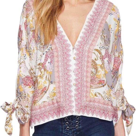 Free People Catch Me If You Can pink and white floral boho blouse - Picture 1 of 6